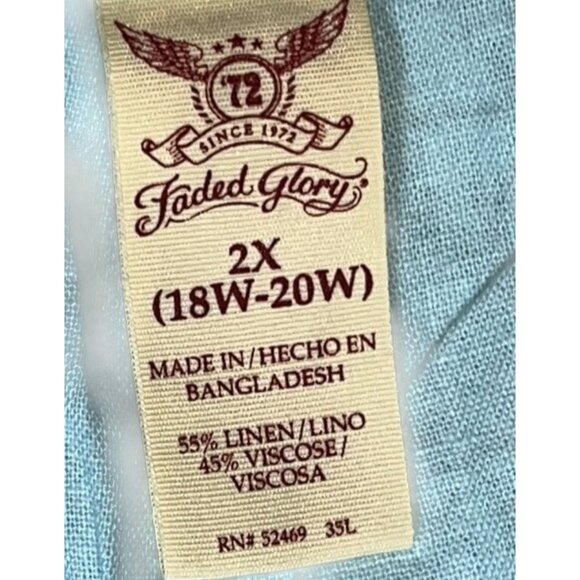 Faded Glory Womens Plus Size 2X Aqua Blue Linen-Blend Drawstring Shorts With Poc - Picture 3 of 5